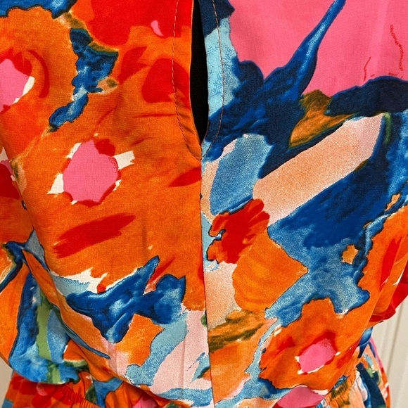 Staccato NWT bright water color floral print dress women’s size large - Picture 4 of 6